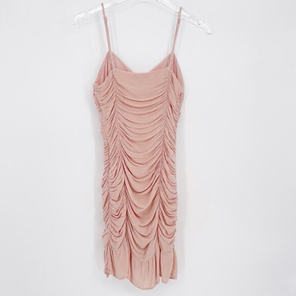 Papermoon Ruched Bodycon Mini Dress Size Small Blush Pink Ditsy Babydoll y2k - Picture 7 of 7